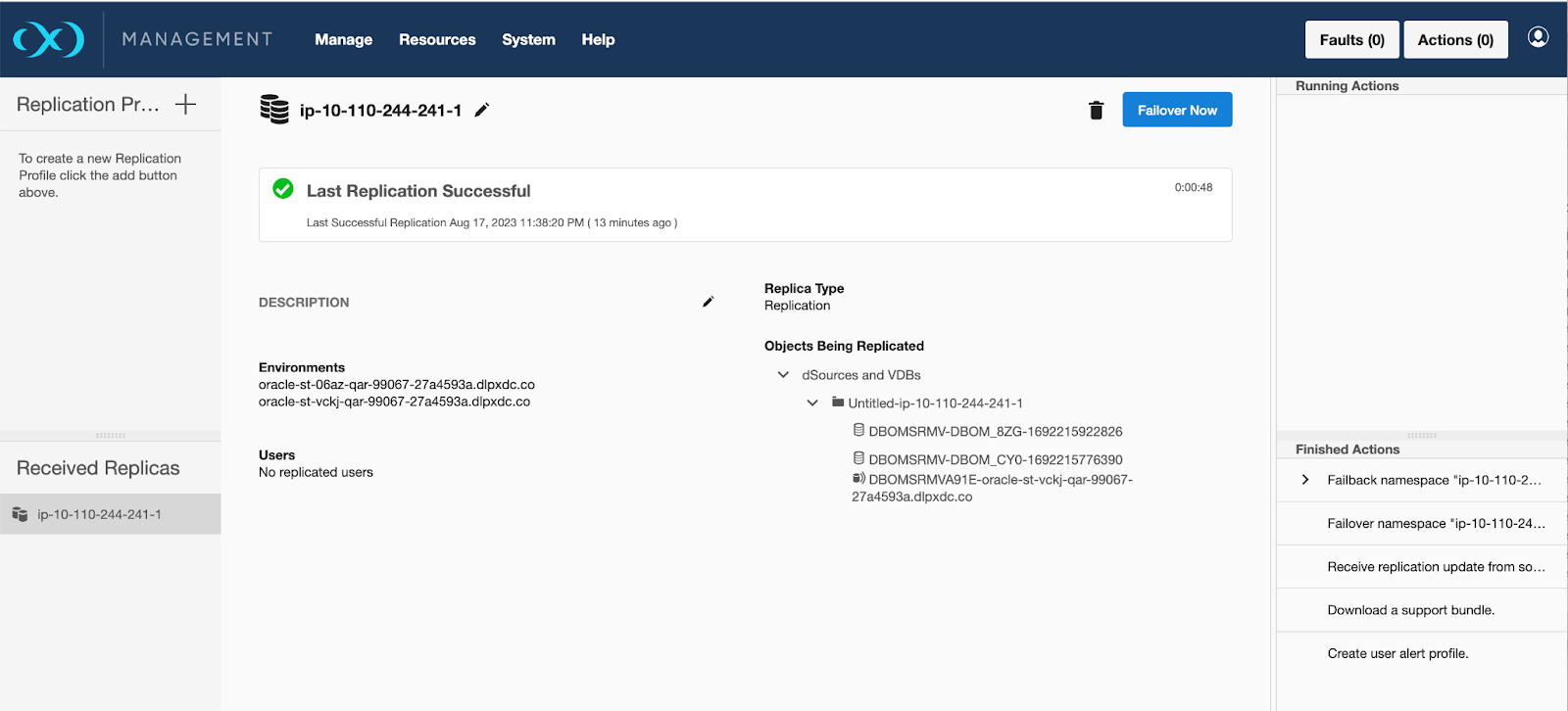 Testfailover and failback