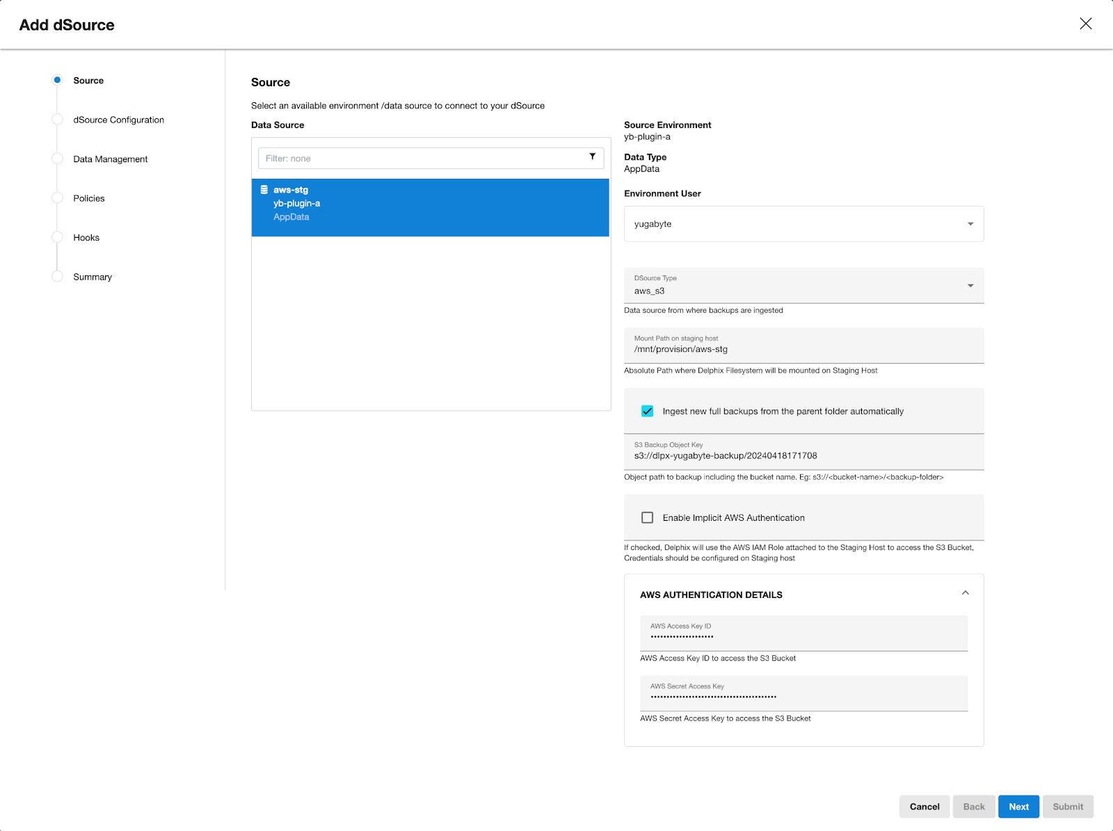 Linking a Yugabyte dSource