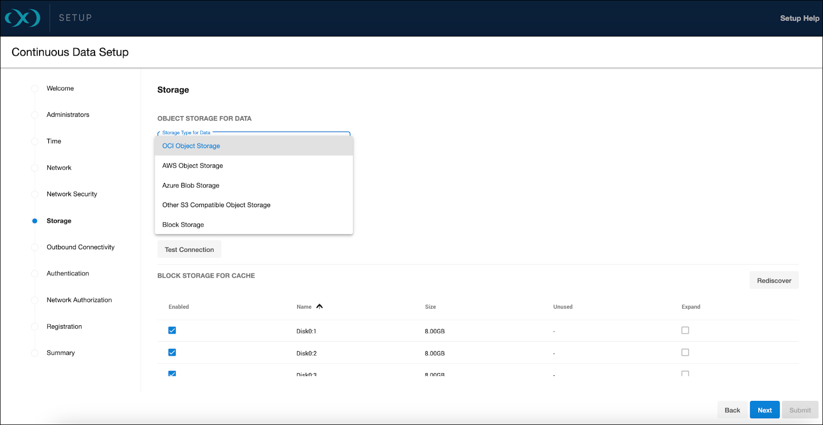 OCI object storage setup